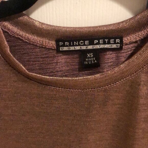 Prince Peter Collection Rose Gold/Copper Short Sleeve Metallic Top - Picture 2 of 6